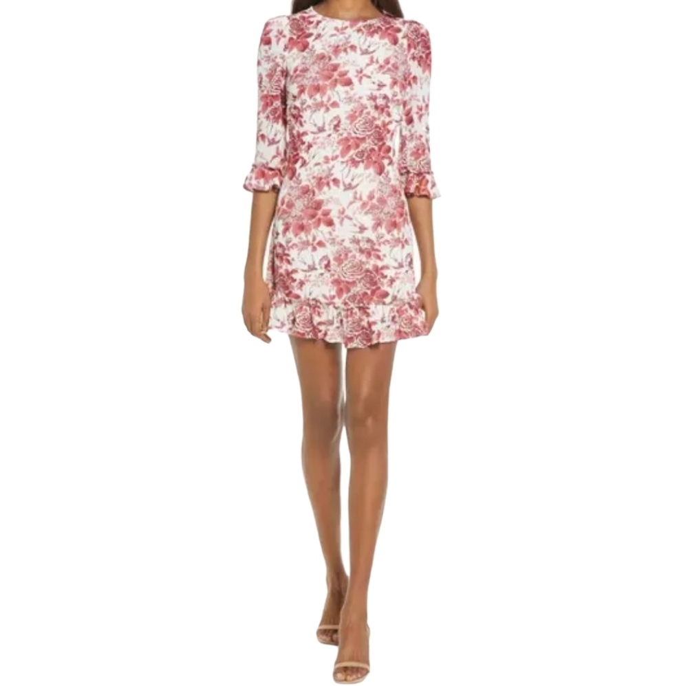 Reformation Doutzen Floral Mini Red Dress Size 2 - Picture 2 of 10